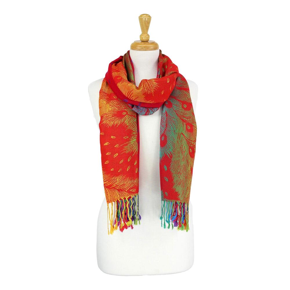 3763 Rainbow Pashmina Colorful Silky Tropical Exotic Wrap View 4